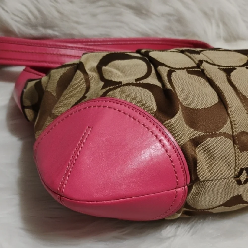 SALE! RARE! Coach Pink 🩷 Brown Signature Vintage Shoulder Bag W Hangtags - Picture 7 of 16